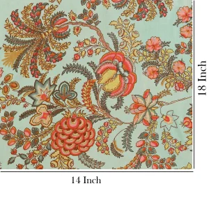 Indian Green Floral Print Cotton Fabric - Image 5