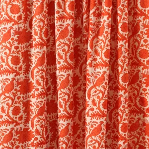 Indian Orange Bird Hand Block Print Cotton Fabric - Image 4