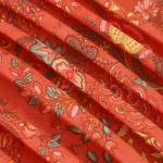 Indian Orange Floral Hand Block Print Cotton Fabric - Image 2