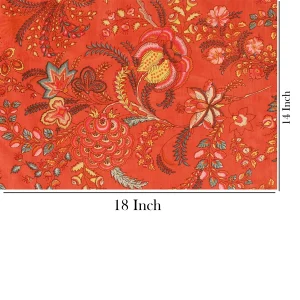 Indian Orange Floral Hand Block Print Cotton Fabric - Image 5