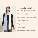 Indian Viscose Rayon Scarf Neck Wrap Blue Ombre Scarf - Image 8