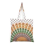 Indian White Peacock Mandala Tote Bag