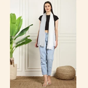 Large Viscose Rayon Summer Neck Wraps Grey Ombre Scarf - Image 5
