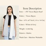 Large Viscose Rayon Summer Neck Wraps Grey Ombre Scarf - Image 9