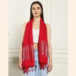 Luxurious Pink Solid Viscose Zari Scarves - Image 7