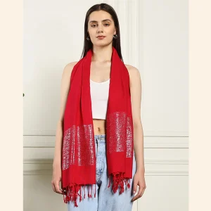 Luxurious Pink Solid Viscose Zari Scarves - Image 7