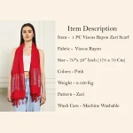 Luxurious Pink Solid Viscose Zari Scarves - Image 10