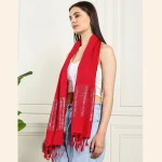 Luxurious Pink Solid Viscose Zari Scarves - Image 3