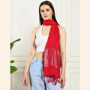 Luxurious Pink Solid Viscose Zari Scarves - Image 4