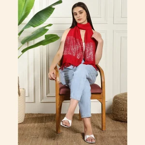 Luxurious Pink Solid Viscose Zari Scarves - Image 6