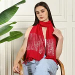 Luxurious Pink Solid Viscose Zari Scarves