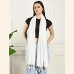 Luxurious White Scarf Women Viscose Rayon Zari Stole - Image 7