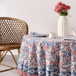 Luxury Hand Block Print Kitchen Dining Table Cover And Napkins - Image 2