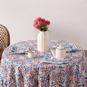 Luxury Hand Block Print Kitchen Dining Table Cover And Napkins - Image 4