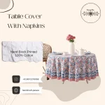 Luxury Hand Block Print Kitchen Dining Table Cover And Napkins - Image 3