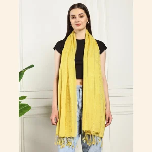 Luxury Yellow Summer Scarf Tassel Viscose Rayon Scarf - Image 3