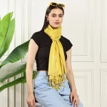 Luxury Yellow Summer Scarf Tassel Viscose Rayon Scarf