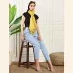Luxury Yellow Summer Scarf Tassel Viscose Rayon Scarf - Image 7