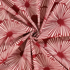 Maroon Hand Block Floral Printed Cotton Fabric - Image 3