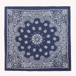 Men Women Blue Bandana Cotton Paisley Print Scarf - Image 2