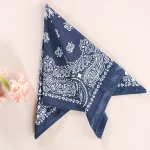 Men Women Blue Bandana Cotton Paisley Print Scarf - Image 4