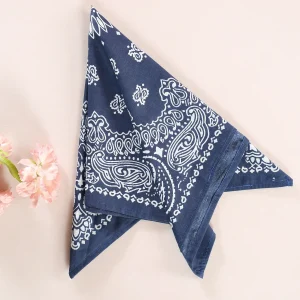 Men Women Blue Bandana Cotton Paisley Print Scarf - Image 4