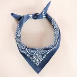 Men Women Blue Bandana Cotton Paisley Print Scarf - Image 5