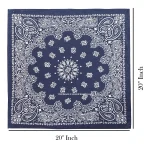 Men Women Blue Bandana Cotton Paisley Print Scarf - Image 6