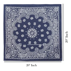 Men Women Blue Bandana Cotton Paisley Print Scarf - Image 6