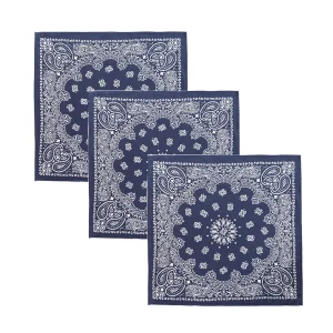 Men Women Blue Bandana Cotton Paisley Print Scarf - Image 7