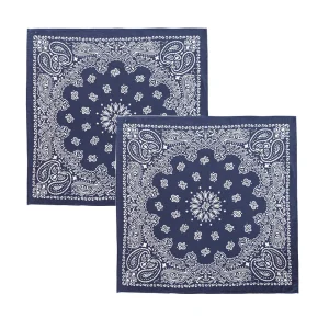 Men Women Blue Bandana Cotton Paisley Print Scarf - Image 8