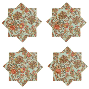 New Green Floral Print Cotton Napkins 48 PCS - Image 5