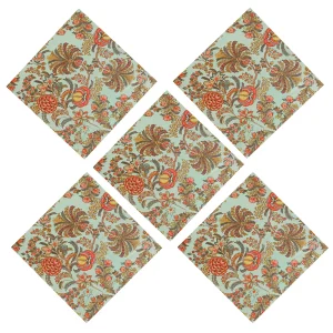 New Green Floral Print Cotton Napkins 48 PCS - Image 2