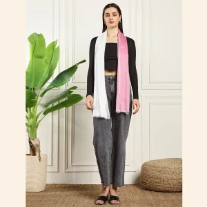 New White Pink Ombre Scarves Women's Lightweight Shawl - Image 6