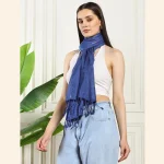 New Zari Designer Dupatta Women's Blue Viscose Scarf - Image 4