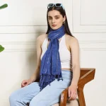 New Zari Designer Dupatta Women's Blue Viscose Scarf
