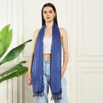 New Zari Designer Dupatta Women's Blue Viscose Scarf - Image 2