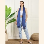 New Zari Designer Dupatta Women's Blue Viscose Scarf - Image 7