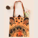 Orange Sun&moon Print Tote Bags
