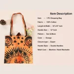 Orange Sun&moon Print Tote Bags - Image 6