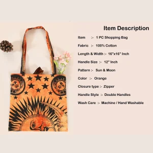 Orange Sun&moon Print Tote Bags - Image 6