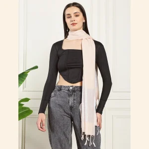 Peach Viscose Rayon Scarf Women's Neckerchief - Image 3