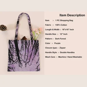 Purple Forest Bag Double Handles Tote Shopping Bag - Image 6