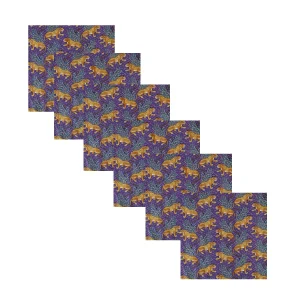 Purple Leopard Print Cotton Dinner Napkins Set - Image 2