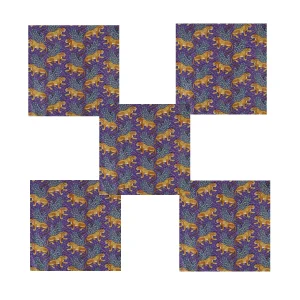 Purple Leopard Print Cotton Dinner Napkins Set - Image 3