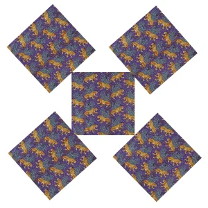 Purple Leopard Print Cotton Dinner Napkins Set - Image 5