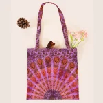 Purple Peacock Mandala Tote Handbag Shopping Bag