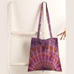 Purple Peacock Mandala Tote Handbag Shopping Bag - Image 2
