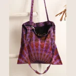Purple Peacock Mandala Tote Handbag Shopping Bag - Image 5