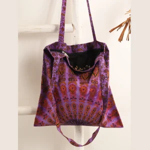 Purple Peacock Mandala Tote Handbag Shopping Bag - Image 5